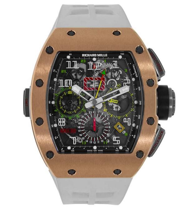 Buy Replica Richard Mille RM011-02 GMT Rose Gold Titanium Rubber Automatic Watch
